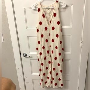 The Odells Ivory Red Dots Indian Cotton Sleeves less Dress